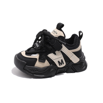 Dječje Dad Shoes s Velcro zatvaračem, PU gornji dio, gumena đon, prozračnost, protukliznost, otporne na habanje, debeli dizajn, uzorak s slovima, za djecu 4–16 godina, zima–proljeće–jesen