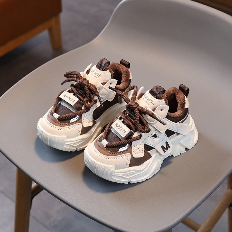 Dječje Dad Shoes s Velcro zatvaračem, PU gornji dio, gumena đon, prozračnost, protukliznost, otporne na habanje, debeli dizajn, uzorak s slovima, za djecu 4–16 godina, zima–proljeće–jesen