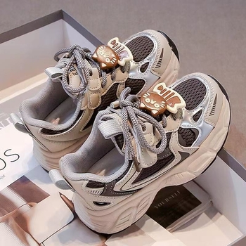 Dječji dad sneakers — prozračni, gornji dio od sintetičke kože, gumeni potplat, Velcro zatvarač, za dob 4–12 godina