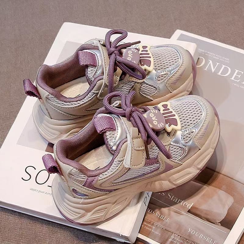 Dječji dad sneakers — prozračni, gornji dio od sintetičke kože, gumeni potplat, Velcro zatvarač, za dob 4–12 godina