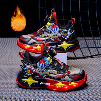 Bērnu ziemas apavi ar karikatūru rakstu, augšdaļa no mikrošķiedras, EVA zole, pogu aizdare, universāls, vecums 7–16 gadi