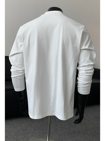 Ανδρικό T-shirt με μακριά μανίκια από πολυεστέρα, χαλαρή εφαρμογή, pull-over σχεδιασμός, Hong Kong στυλ