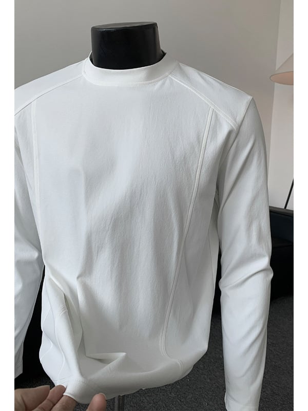 Ανδρικό T-shirt με μακριά μανίκια από πολυεστέρα, χαλαρή εφαρμογή, pull-over σχεδιασμός, Hong Kong στυλ