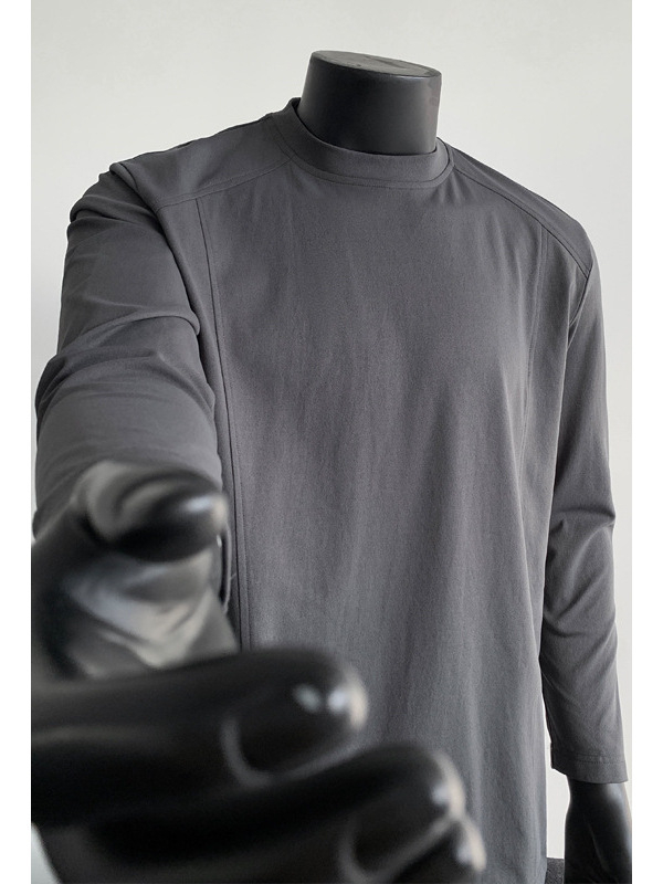 Ανδρικό T-shirt με μακριά μανίκια από πολυεστέρα, χαλαρή εφαρμογή, pull-over σχεδιασμός, Hong Kong στυλ