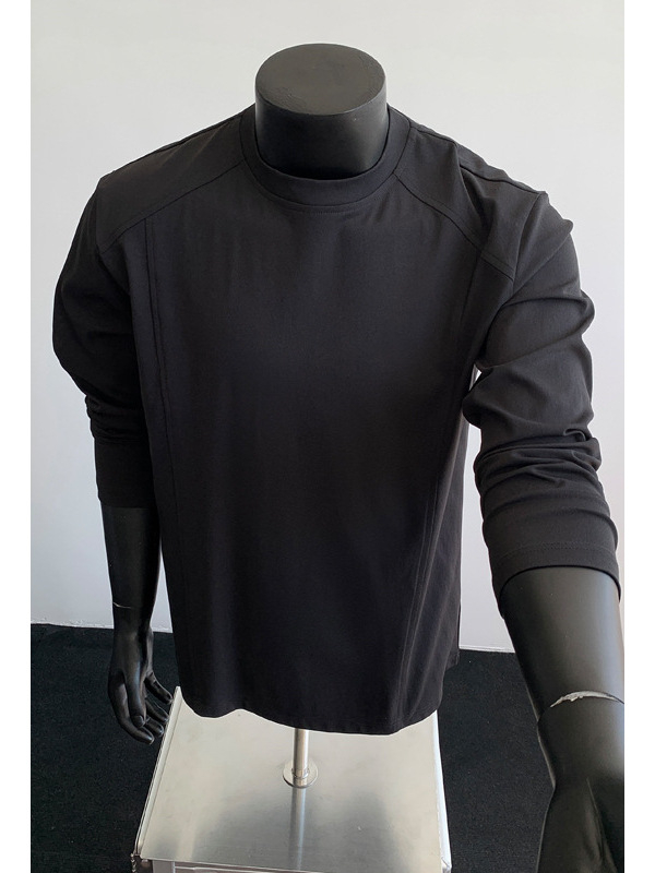 Ανδρικό T-shirt με μακριά μανίκια από πολυεστέρα, χαλαρή εφαρμογή, pull-over σχεδιασμός, Hong Kong στυλ