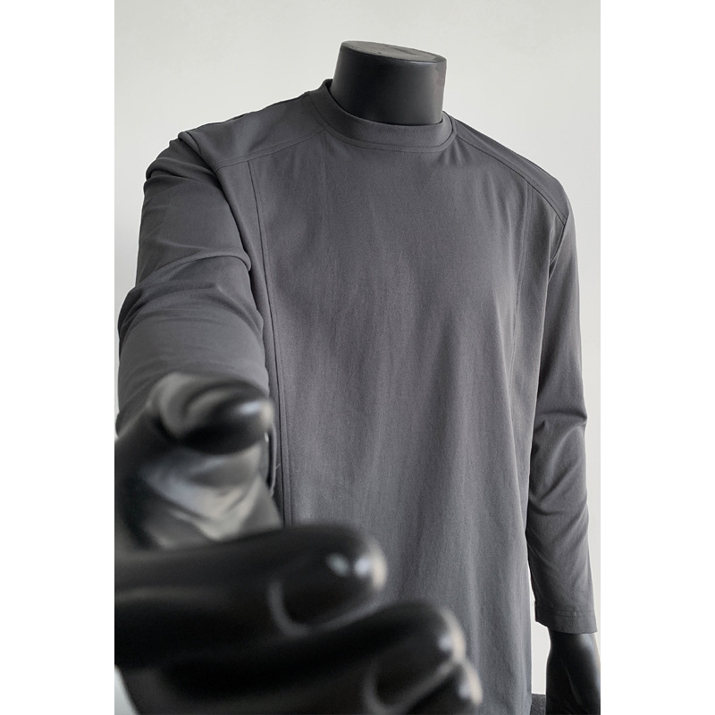 Ανδρικό T-shirt με μακριά μανίκια από πολυεστέρα, χαλαρή εφαρμογή, pull-over σχεδιασμός, Hong Kong στυλ