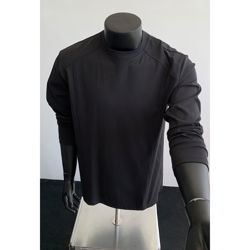 Ανδρικό T-shirt με μακριά μανίκια από πολυεστέρα, χαλαρή εφαρμογή, pull-over σχεδιασμός, Hong Kong στυλ