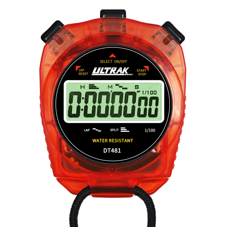 Skaitmeninis chronometras DT481 ULTRAK – ABS korpusas, atsparus vandeniui, su pauzės funkcija, 1 eilutės ekranas, lengvosios atletikos treniruotėms