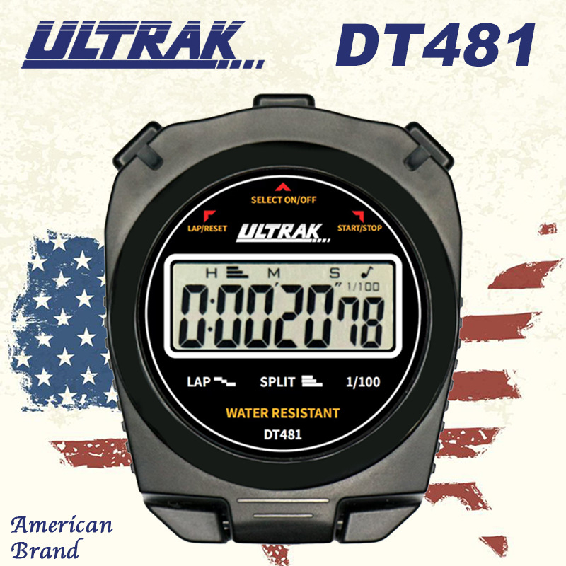 Skaitmeninis chronometras DT481 ULTRAK – ABS korpusas, atsparus vandeniui, su pauzės funkcija, 1 eilutės ekranas, lengvosios atletikos treniruotėms
