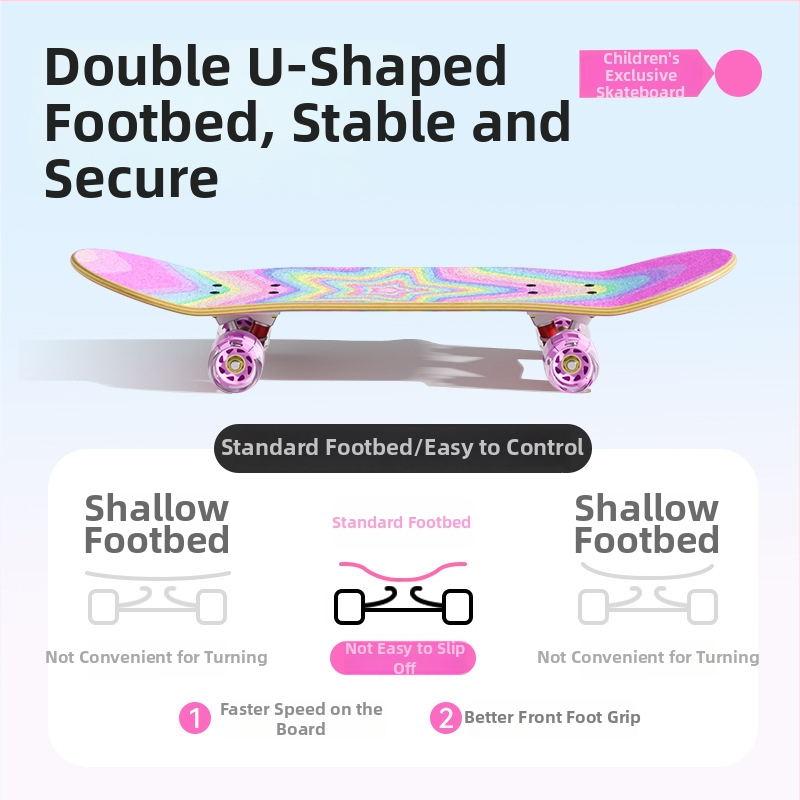 Детски скейтборд от топола със двойно люлееща се платформа