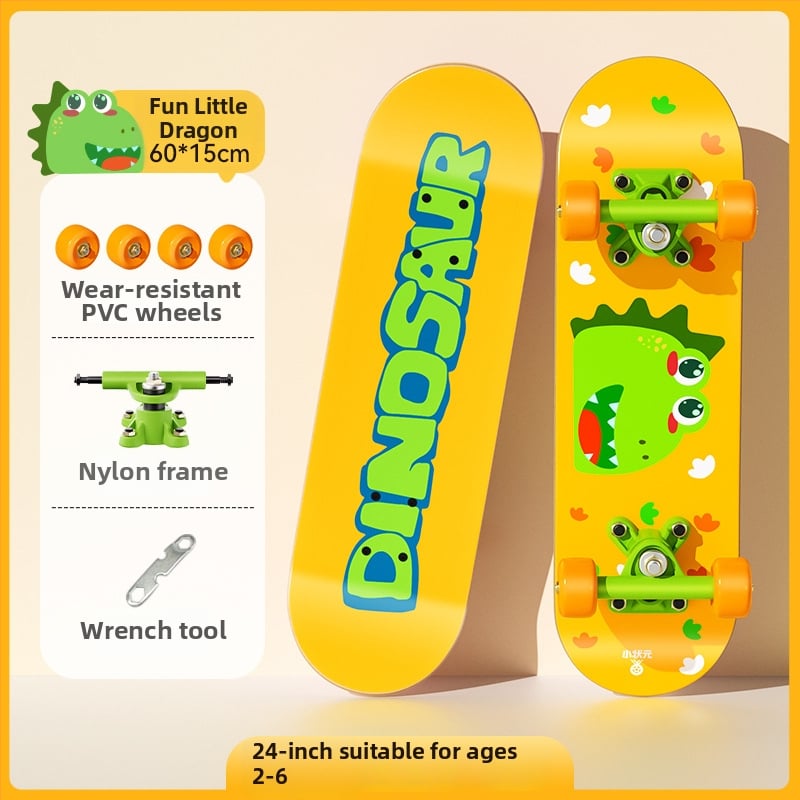 Детски скейтборд от топола със двойно люлееща се платформа