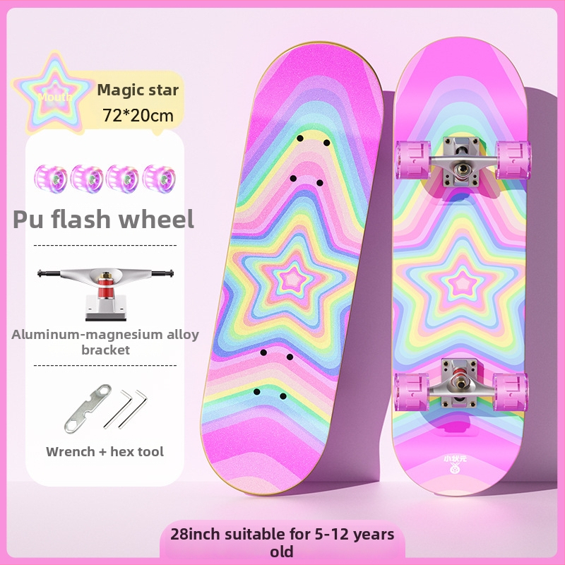 Детски скейтборд от топола със двойно люлееща се платформа