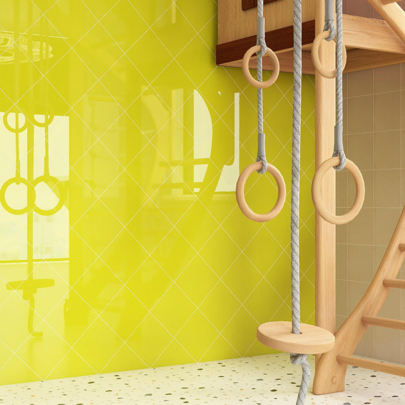 Nordic stílusú kerámia belső falcsempe, négyzetes, pásztorális kockás mintázat, matt felület, nedvességálló