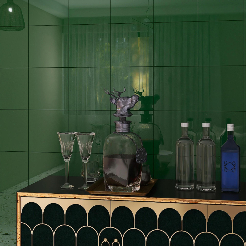 Nordic stílusú kerámia belső falcsempe, négyzetes, pásztorális kockás mintázat, matt felület, nedvességálló