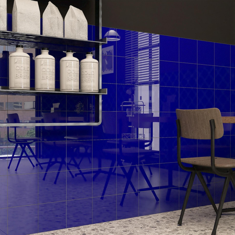 Nordic stílusú kerámia belső falcsempe, négyzetes, pásztorális kockás mintázat, matt felület, nedvességálló