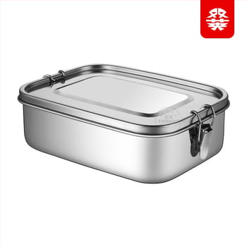 Kutija za obrok od 304 nehrđajućeg čelika, pravokutna, 3 pretinca, vodonepropusna s dvostrukim zatvaračem, jednoslojna.