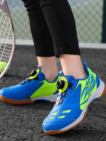 Laste badmintonijalatsid klambriga, PU ülaosa, libisemiskindel kummipõhi, triibuline muster