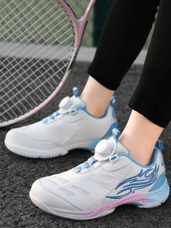 Laste badmintonijalatsid klambriga, PU ülaosa, libisemiskindel kummipõhi, triibuline muster