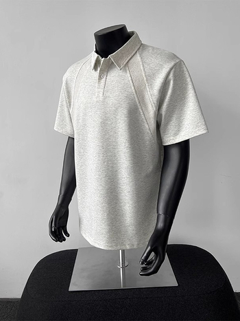 Ανδρικό πόλο σε αμερικανικού στυλ, χαλαρή εφαρμογή, κοντό μανίκι, μονόχρωμο, γιακάς με στροφή, πολυεστέρας