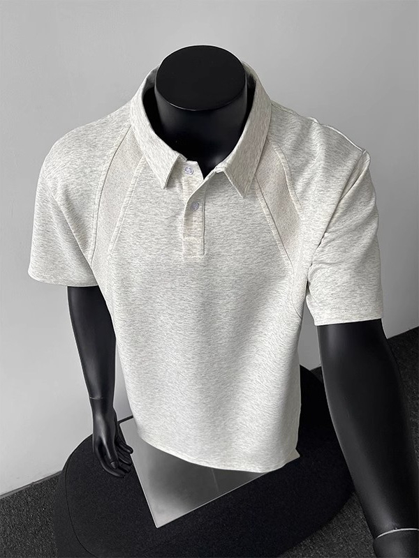 Ανδρικό πόλο σε αμερικανικού στυλ, χαλαρή εφαρμογή, κοντό μανίκι, μονόχρωμο, γιακάς με στροφή, πολυεστέρας