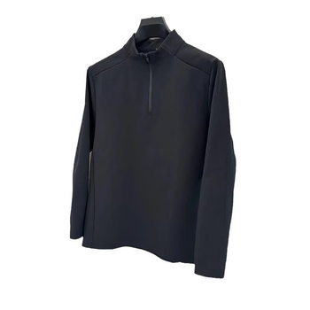 Ανδρικό polo με κέντημα, μακριά μανίκια, ριγέ σχέδιο, φαρδιά γραμμή, πολυεστερικό ύφασμα