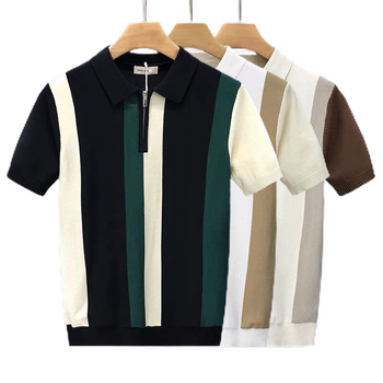 Πόλο πουκάμισο με στενή γραμμή, κοντό μανίκι, πολυεστέρας 96%