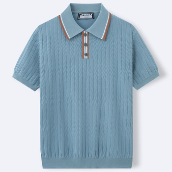 Πόλο πουκάμισο Ice Silk βισκόζη, κοντά μανίκια, φλοκ επεξεργασία, για καλοκαίρι