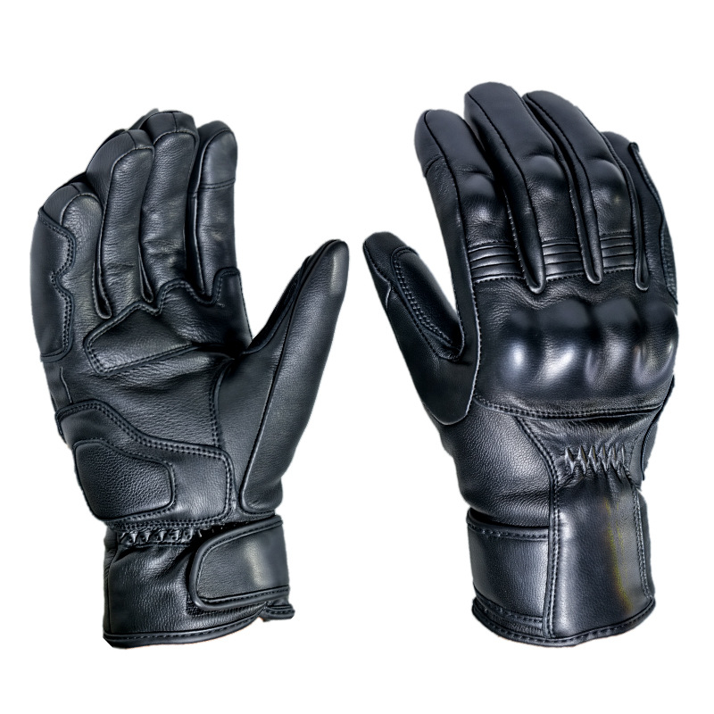 Motociklu braukšanas cimdi no aitas ādas, ar flīsa iekšpusi, pretslīdīgi, ar skārienjutīgu ekrānu saderīgi, īss stils
