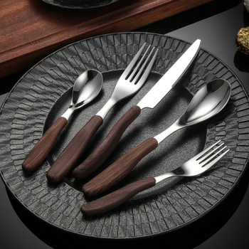 Комплект нож и вилица, 316 неръждаема стомана, дизайн с клип-ръкохватка, огледално полирана повърхност, ръчна изработка; включва нож, вилка и лъжица