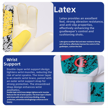 Jalgpalli väravavahi kindad, lateks, paksenenud pealmine kiht, sõrmede kaitse, treeninguks, kohandatavad, kaubamärk Dazzle Force