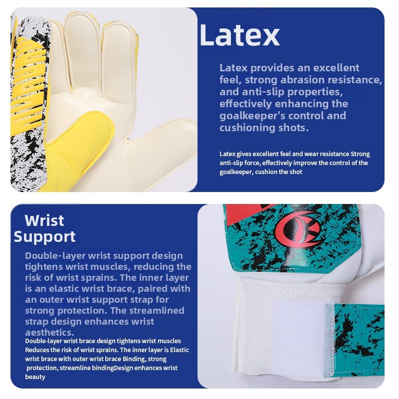 Jalgpalli väravavahi kindad, lateks, paksenenud pealmine kiht, sõrmede kaitse, treeninguks, kohandatavad, kaubamärk Dazzle Force