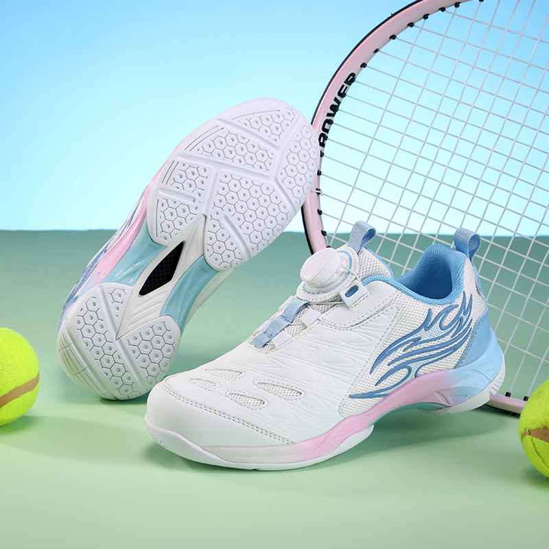 Vaikų badminton bateliai - sagties užsegimas, lengvi, neslidus gumos padas, PU viršus, žemas profilis