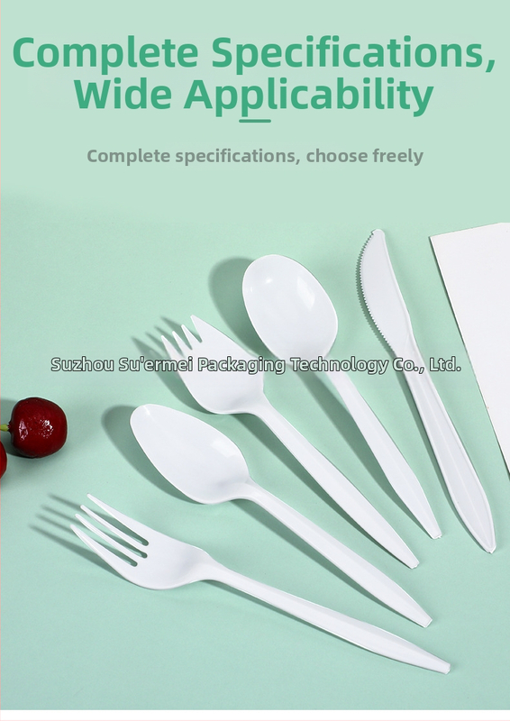 Vienreizējās lietošanas PS plastmasas dakšiņa desertiem, tortēm, augļiem un steikam, atsevišķi iepakota; iepakojumā 1000 gb; bioloģiski noārdāma; logotipa drukāšana iespējama