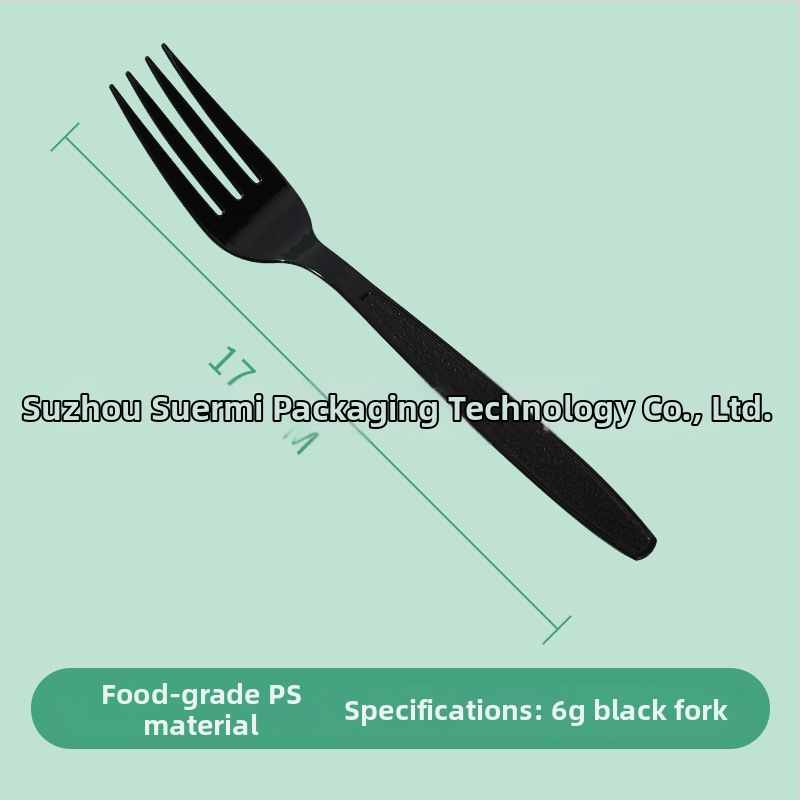 Vienreizējās lietošanas PS plastmasas dakšiņa desertiem, tortēm, augļiem un steikam, atsevišķi iepakota; iepakojumā 1000 gb; bioloģiski noārdāma; logotipa drukāšana iespējama