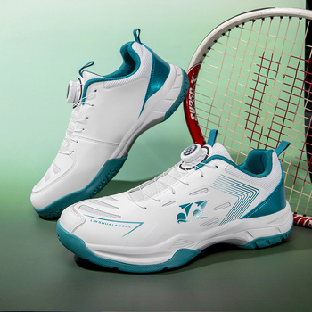 Poros stiliaus Badminton bateliai, kvėpuojantis tinklinis viršus, priekiniai raišteliai, MD vidinė padas, atspari dėvėjimui gumos padas