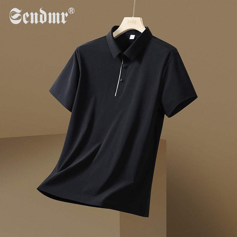 Πόλο πουκάμισο από μείξη ναϊλον 71-80%, κοντά μανίκια, στενή γραμμή, patchwork ραφές