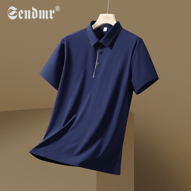 Πόλο πουκάμισο από μείξη ναϊλον 71-80%, κοντά μανίκια, στενή γραμμή, patchwork ραφές