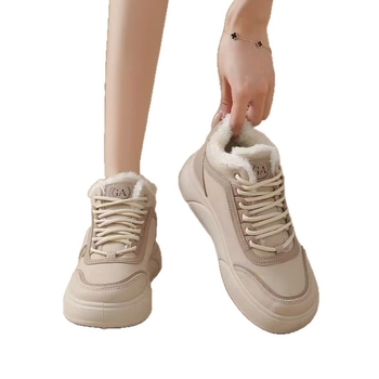 Pantofi damă înalți din bumbac, cu pluș artificial în căptușeală, PU partea superioară, talpă EVA