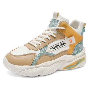 Ανδρικά αθλητικά υψηλού προφίλ με παχιά σόλα για αύξηση ύψους, συνθετικό δέρμα επάνω, καουτσούκ σόλα, αδιάβροχα, αντιολισθητικά, με κορδόνια