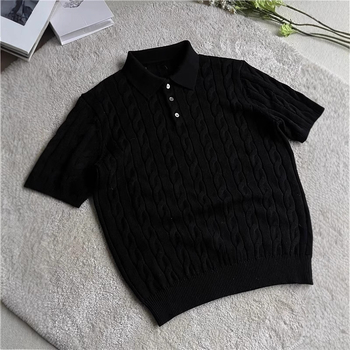 Πόλο πουκάμισο με κοντά μανίκια, γιακάς τύπου πέτο, ζακάρτ στριφτή πλέξη, πολυεστέρας, καθημερινή χρήση για το καλοκαίρι