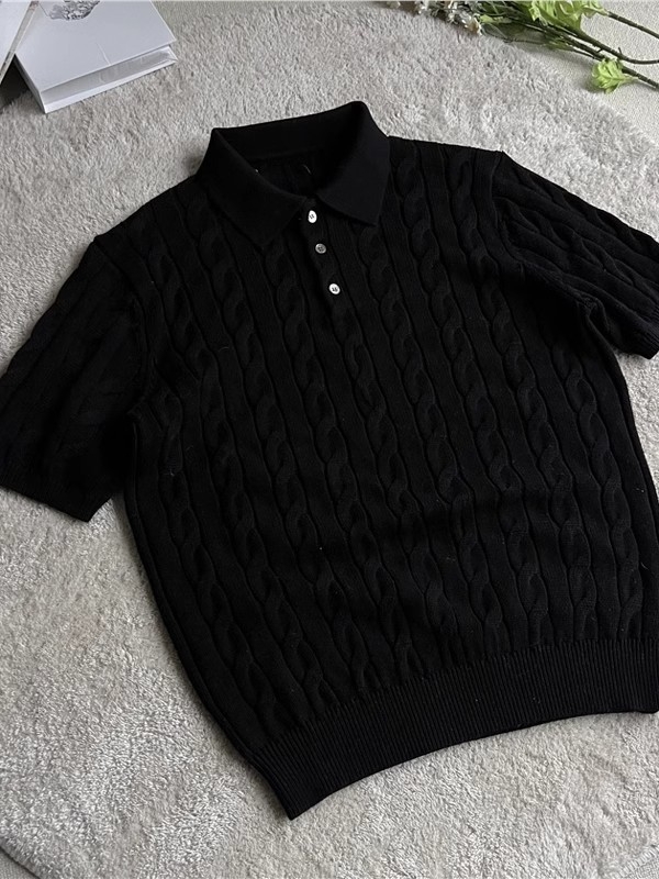 Πόλο πουκάμισο με κοντά μανίκια, γιακάς τύπου πέτο, ζακάρτ στριφτή πλέξη, πολυεστέρας, καθημερινή χρήση για το καλοκαίρι