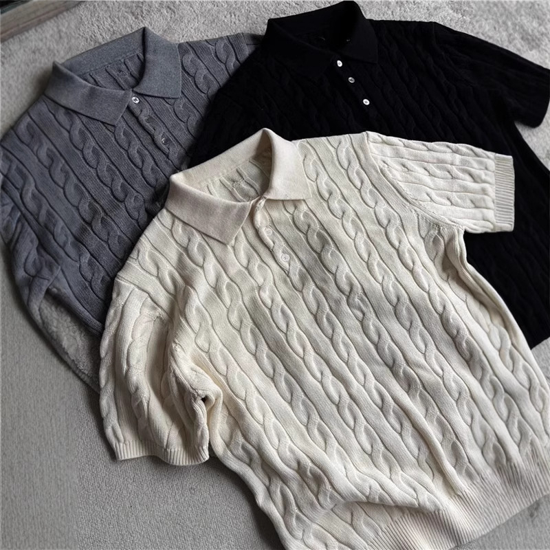 Πόλο πουκάμισο με κοντά μανίκια, γιακάς τύπου πέτο, ζακάρτ στριφτή πλέξη, πολυεστέρας, καθημερινή χρήση για το καλοκαίρι