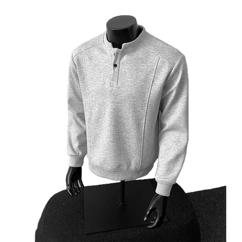 Majica s Henley ovratnikom, dugim rukavima, pulover dizajn, boxy kroj, poliester materijal, jesen