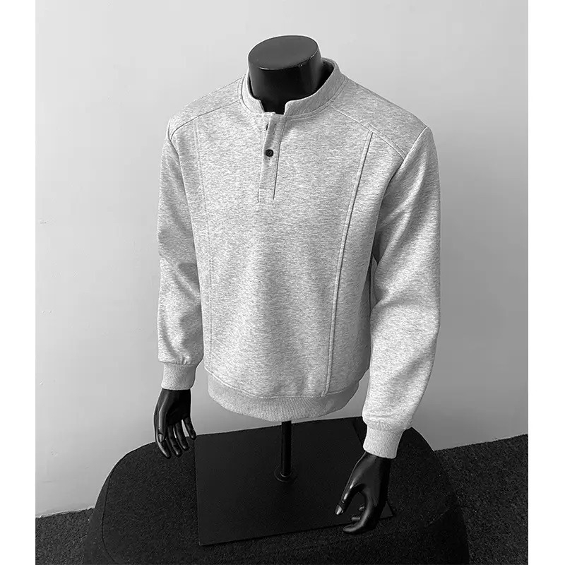 Majica s Henley ovratnikom, dugim rukavima, pulover dizajn, boxy kroj, poliester materijal, jesen
