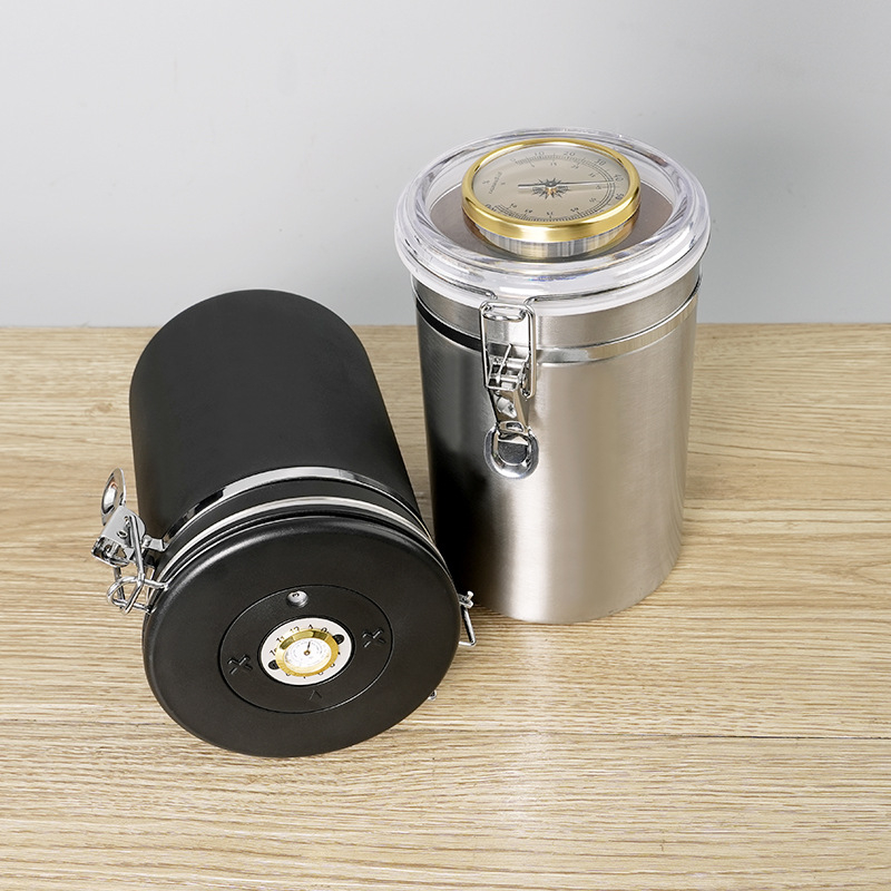 MUXIANG хумидор за пури със хигромер — херметичен съд от неръждаема стомана, комплект 100 броя, включва чипове от испански кедър