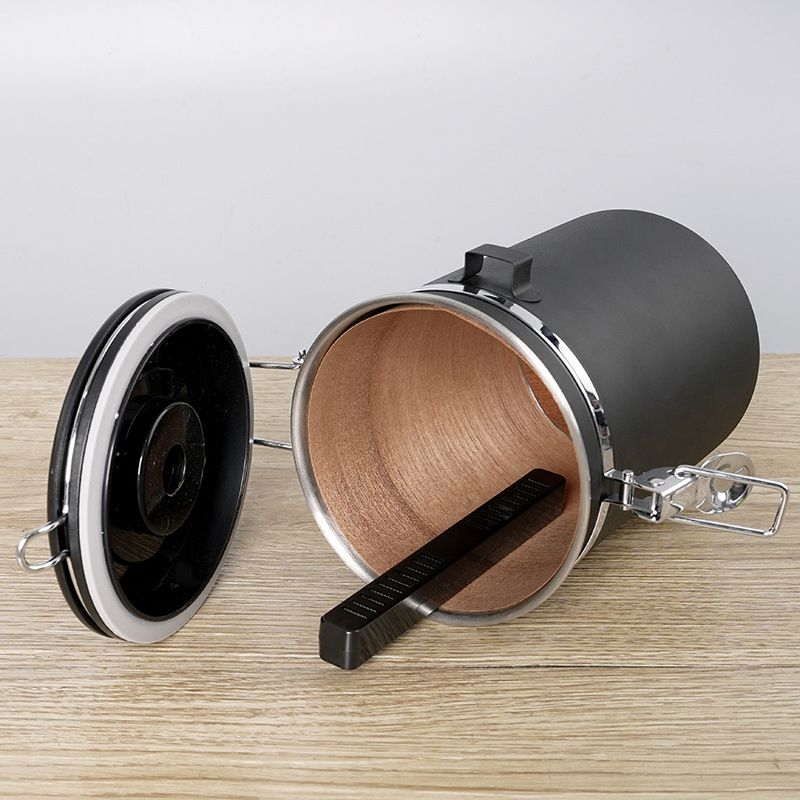 MUXIANG хумидор за пури със хигромер — херметичен съд от неръждаема стомана, комплект 100 броя, включва чипове от испански кедър