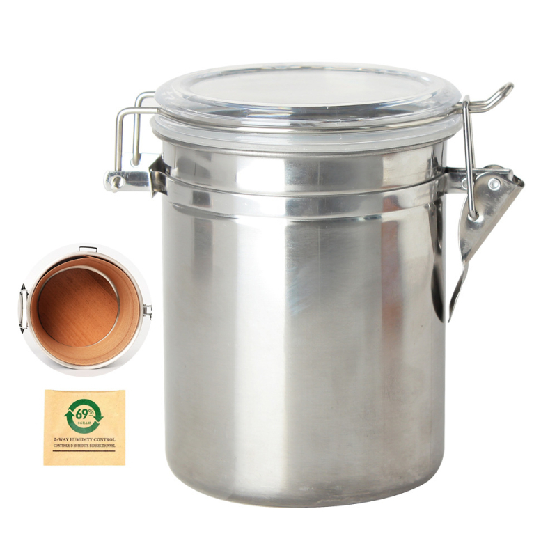 MUXIANG хумидор за пури със хигромер — херметичен съд от неръждаема стомана, комплект 100 броя, включва чипове от испански кедър