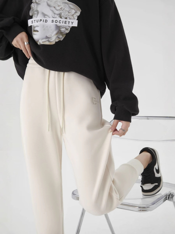 Pantaloni cu fleece mousse pe ambele fețe, 700 g, poliester/spandex, talie înaltă