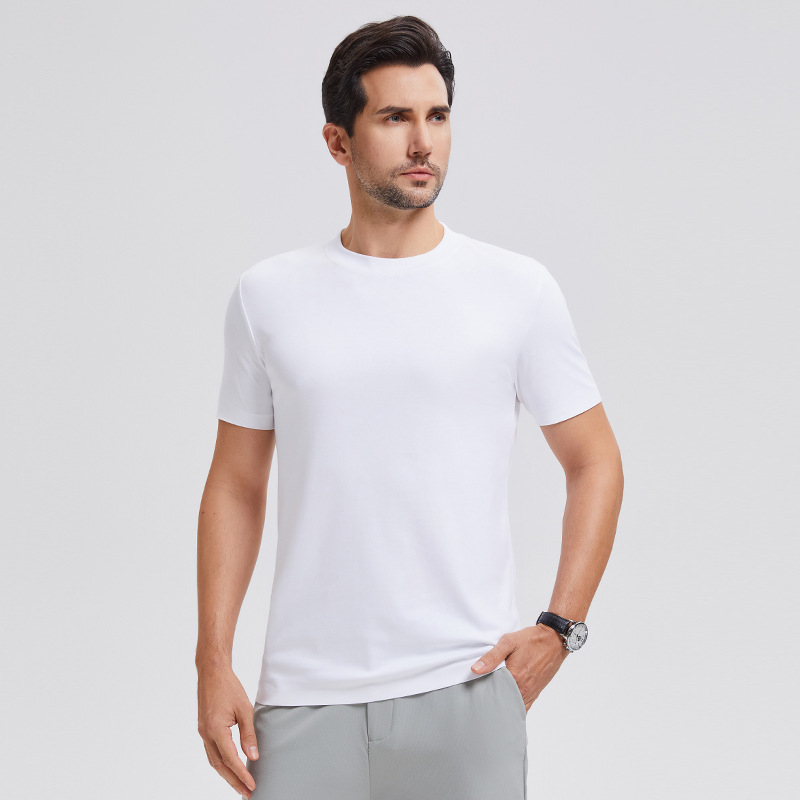 Tricou de bază unisex din bumbac, cu mânecă scurtă, antibacterian, 100% bumbac, culoare solidă, pentru fitness