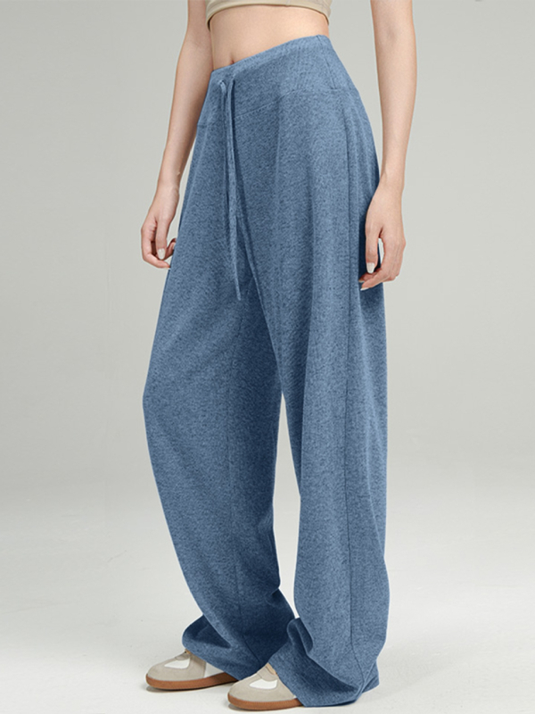Ženske casual hlače od mješavine rayon-poliester-spandeks, visok pas, duge, opuštenog kroja, ravni kroj